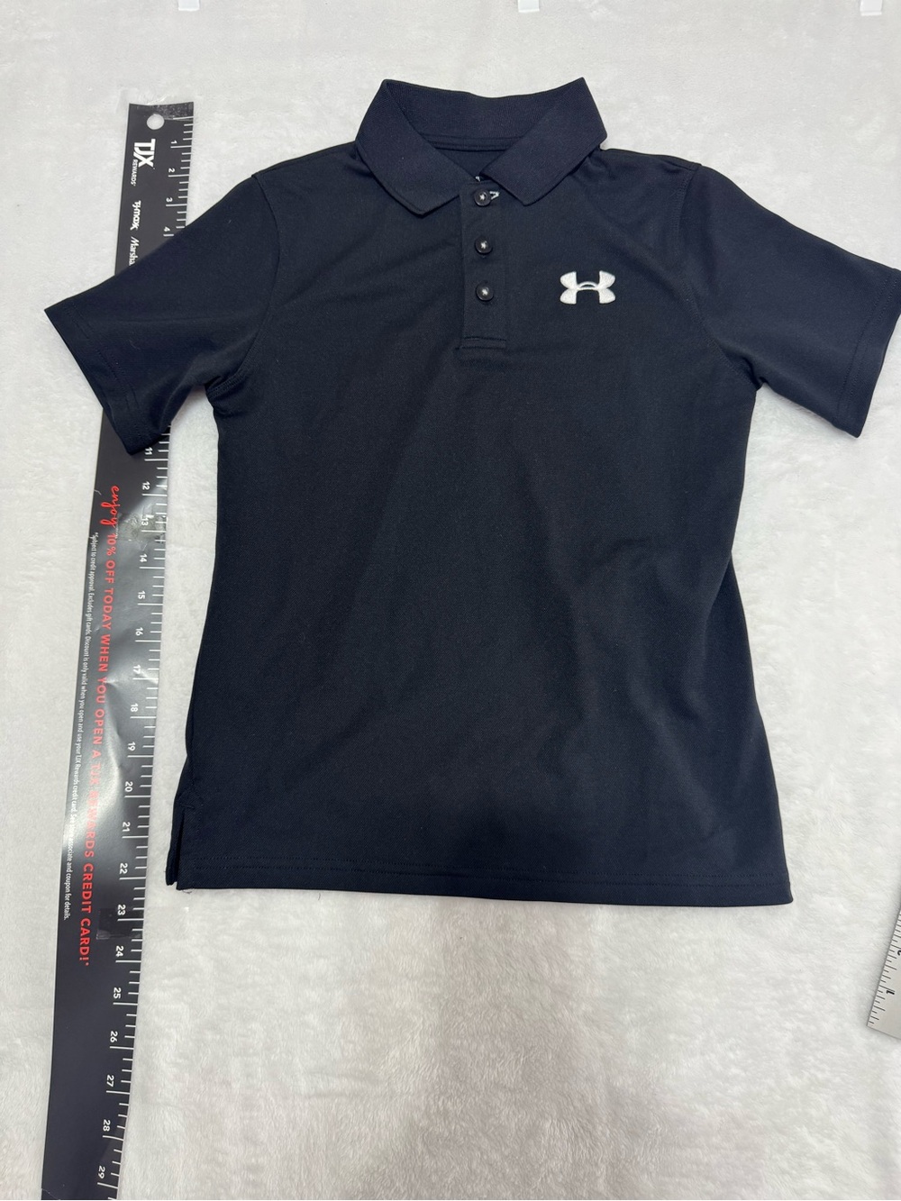 Youth boys Medium 10/12 Under Armour Black Polo with White Logo